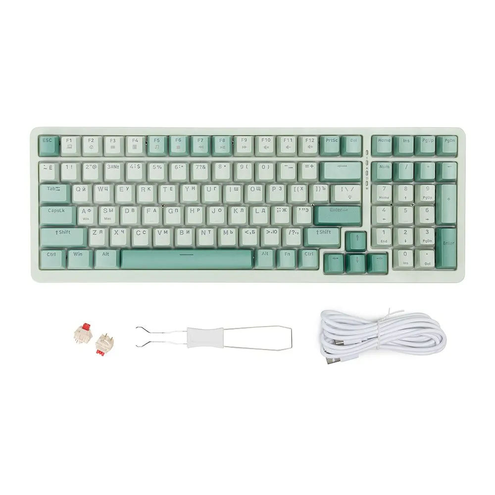＊Kina＊ Проводная клавиатура ЗЕОН K98 PRO зеленый (Z0000213824), купить в