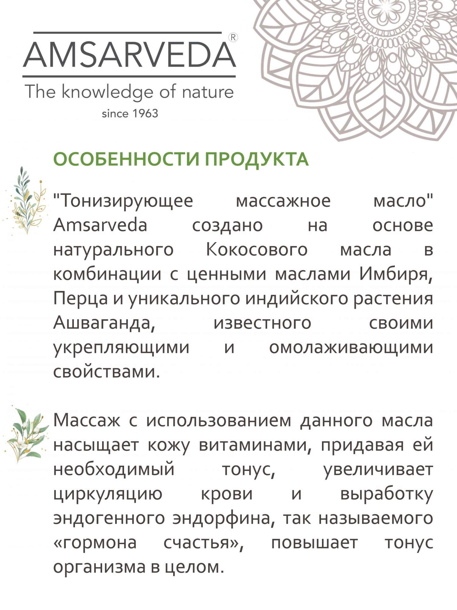 Купить тонизирующее массажное масло AMSARVEDA с ашвагандой, имбирем и  перечной мятой, 250 мл, цены в Москве на Мегамаркет | Артикул: 600004915215