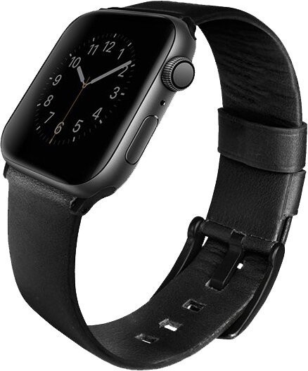 Ремешок Uniq Mondain Strap Leather для Apple Watch 42/44 мм, черный (44MM-MONBLK)