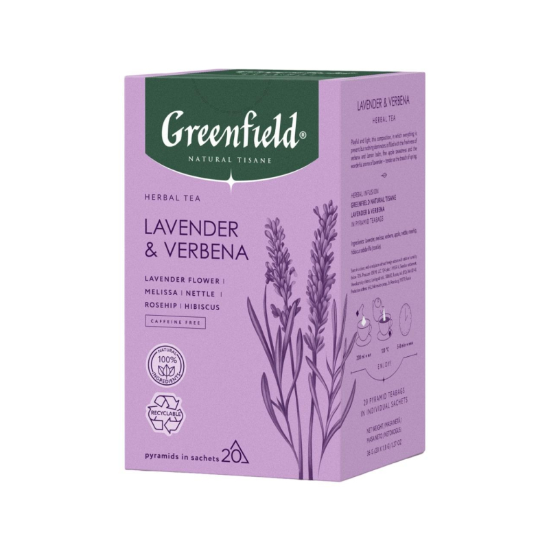 Купить чай Greenfield Natural Tisane Lavender & Verbena травяной, 20пак 1755-08, цены на Мегамаркет | Артикул: 100058012650