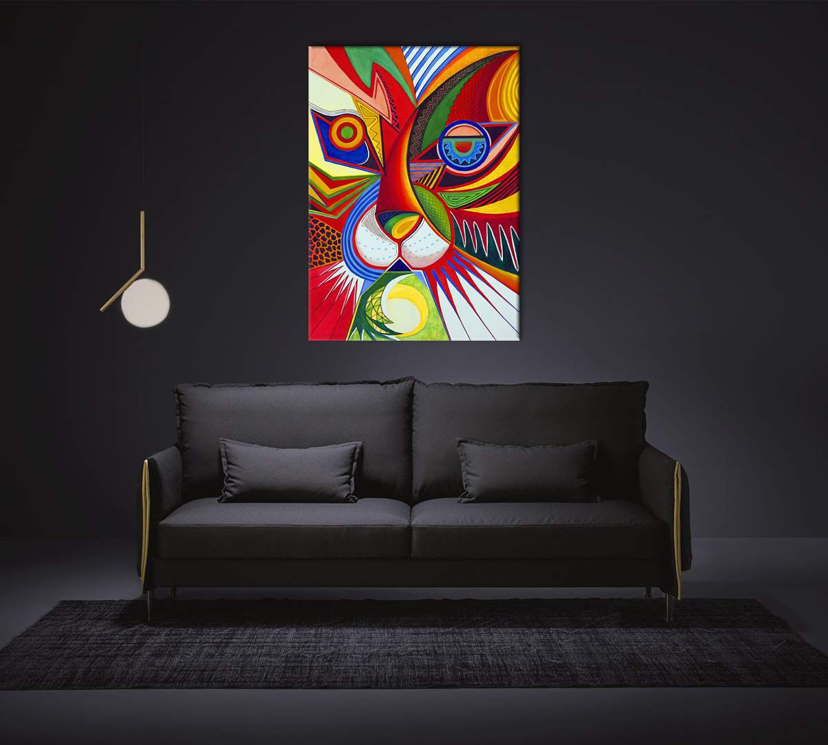 Картина интерьерная на холсте Poly Print Art Сумасшедший кот 60х40 см. -  купить в Москве, цены на Мегамаркет