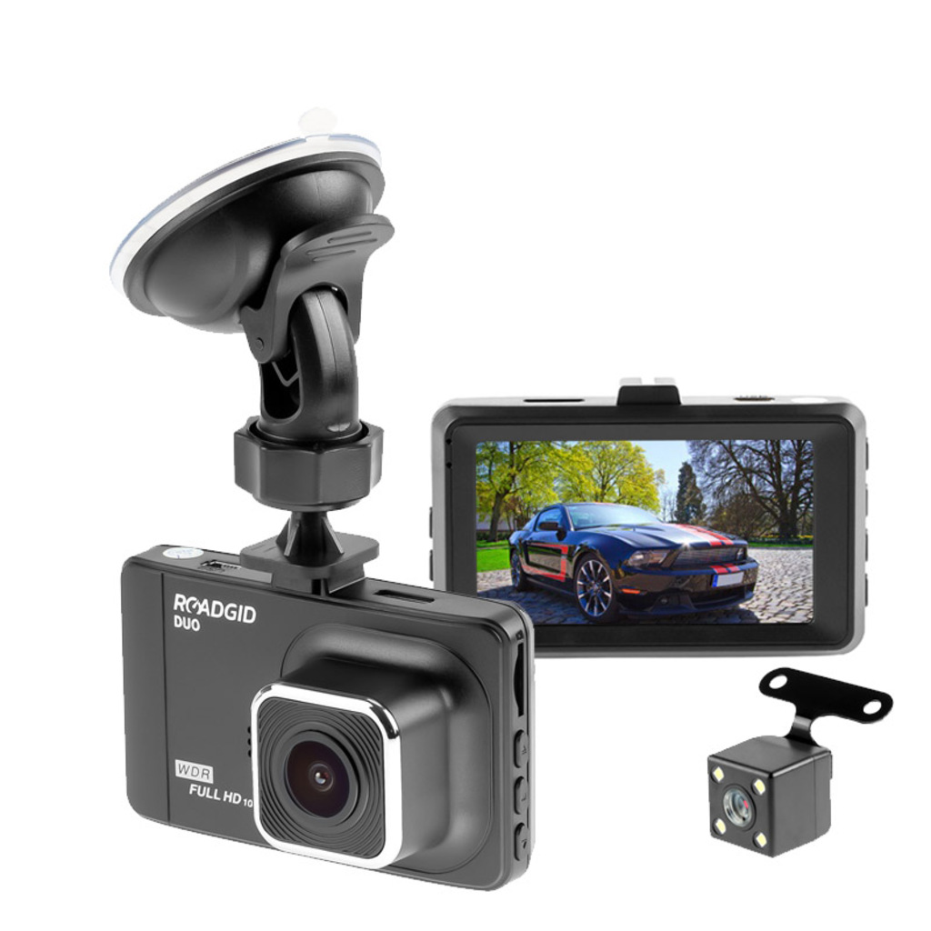 Видеорегистратор с камерой заднего вида Roadgid DUO, FullHD съемка, две  камеры – купить в Москве, цены в интернет-магазинах на Мегамаркет