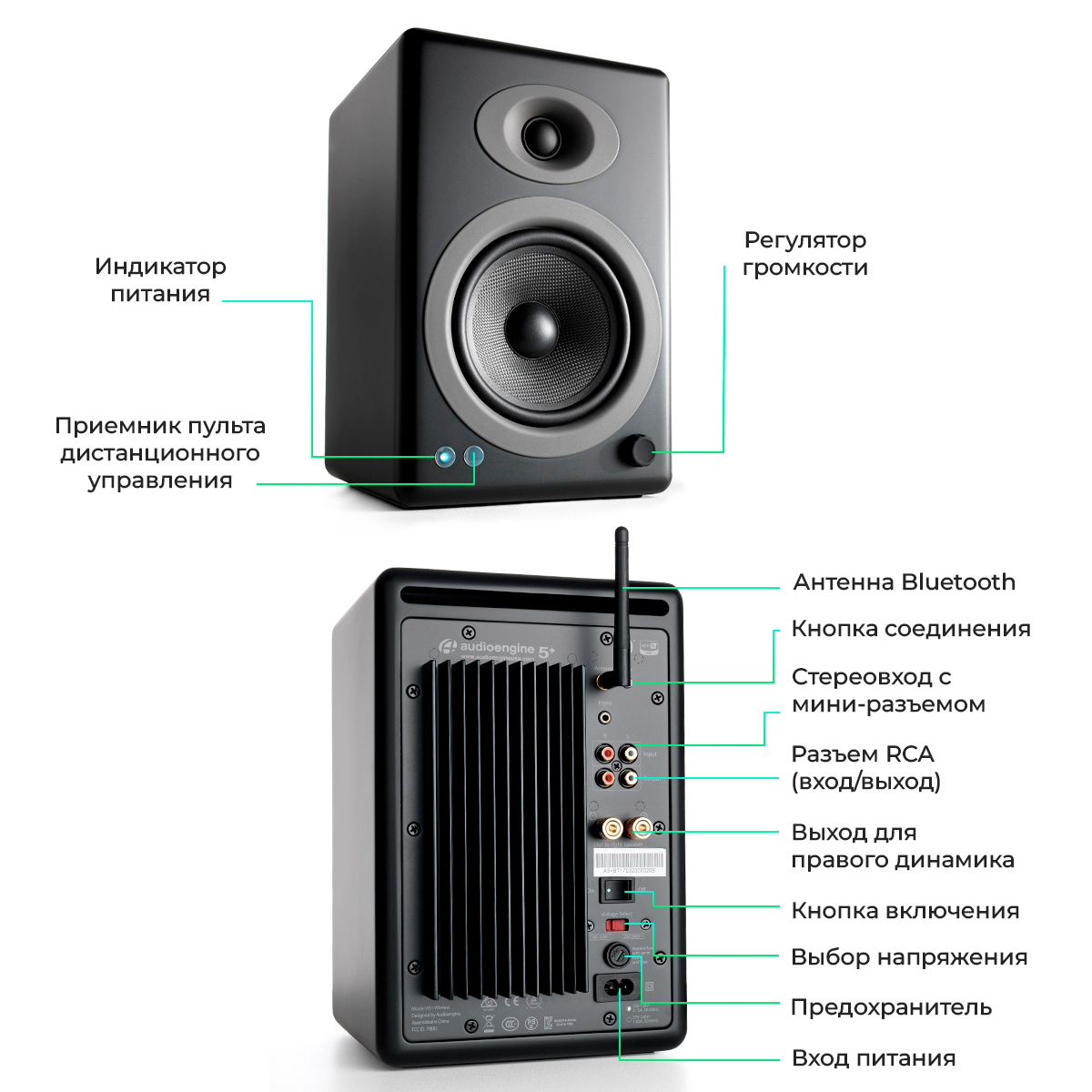 Фронтальная колонка Audioengine A5+BT-BLK Bluetooth APTX-HD Black – купить  в Москве, цены в интернет-магазинах на Мегамаркет