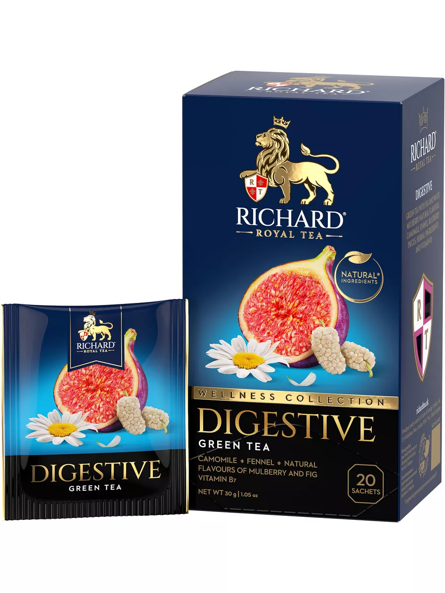 Чай зеленый Richard Royal Wellness Collection Digestive в пакетиках 1,5 г х 20 шт - купить в Мегамаркет Воронеж, цена на Мегамаркет