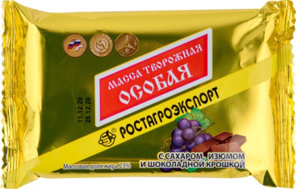 Творожная масса Ростагроэкспорт Особая с изюмом и шоколадной крошкой 230 г – купить в Москве, цены в интернет-магазинах на Мегамаркет