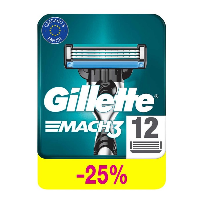 Купить сменные кассеты Gillette Mach 3, 12 шт, цены на Мегамаркет | Артикул: 100045964039