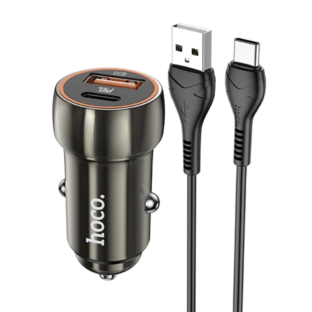 Автомобильное зарядное устройство Hoco Z46A 1USB 3.0A PD20W+QC3.0 для  Type-C Metal grey - отзывы покупателей на Мегамаркет