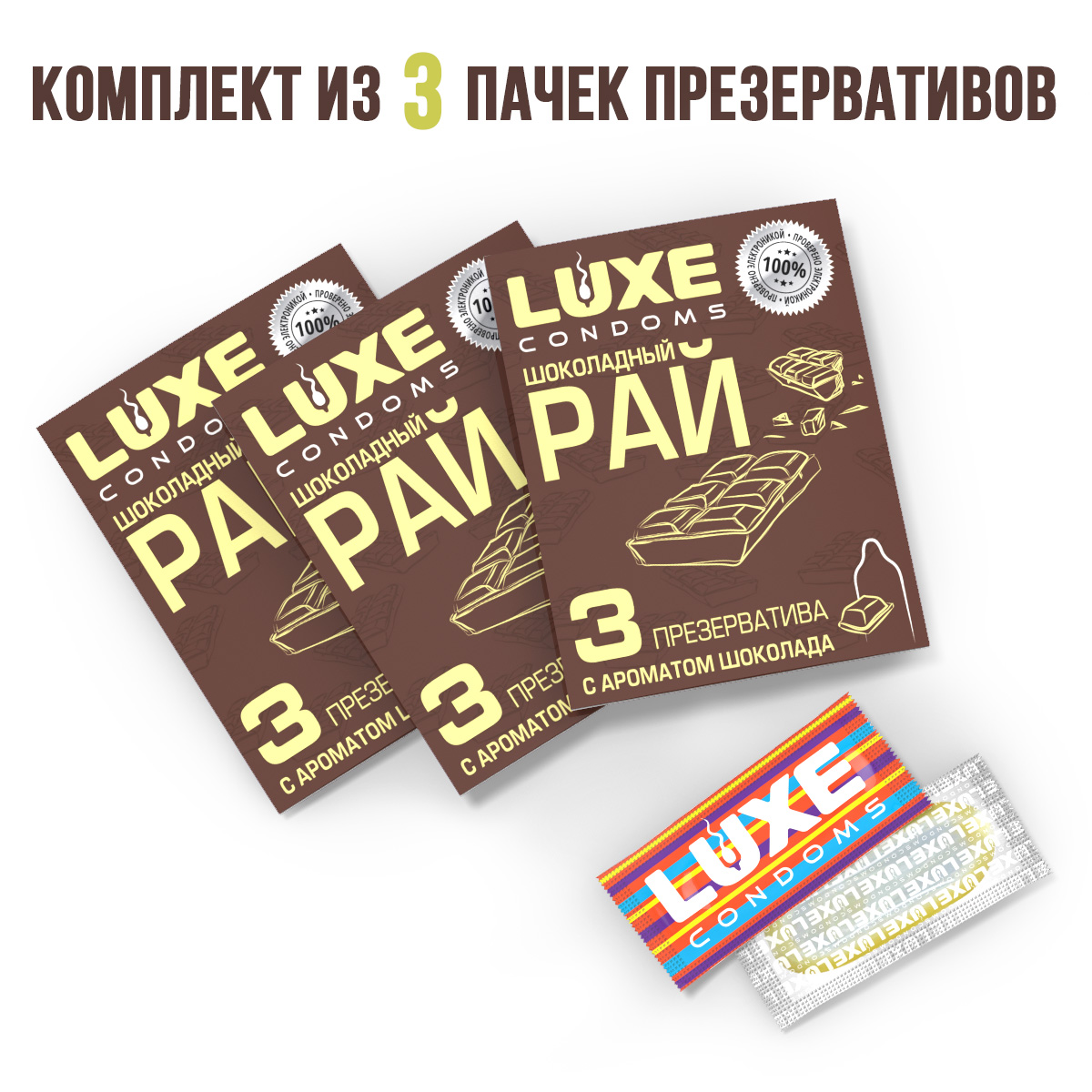 Презервативы с ароматом шоколада Luxe Шоколадный Рай 3 шт. 3 уп. - купить в  интернет-магазинах, цены на Мегамаркет | презервативы 09906