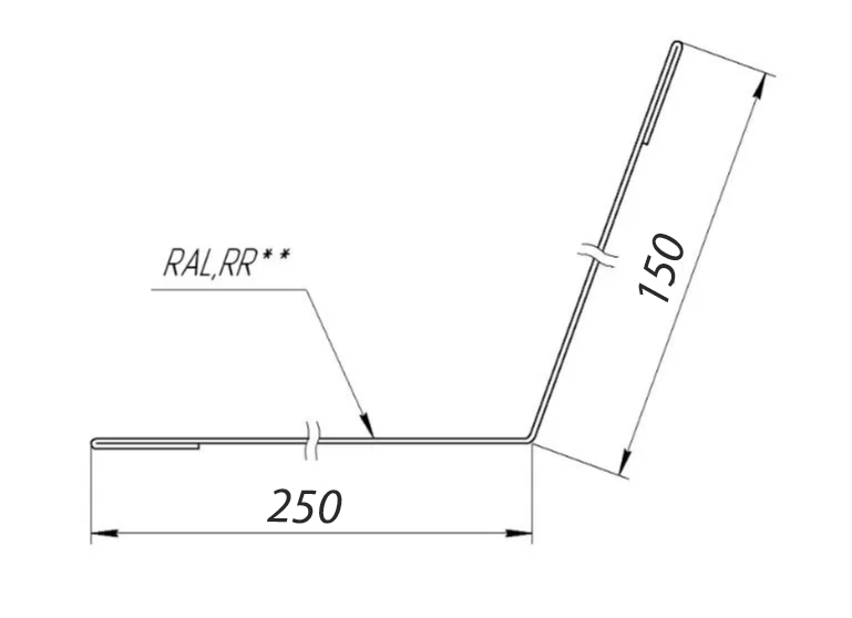 Планка примыкания для металлочерепицы 150 250