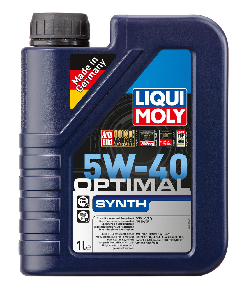 Моторное масло LIQUI MOLY cинтетическое 5W40 SN/CF OPTIMAL SYNTH 1л - купить в Москве, цены на Мегамаркет | 100041222161