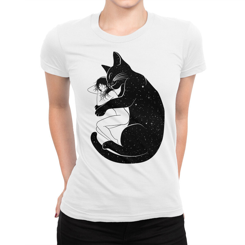 Футболка женская Dream Shirts Девушка и звездная кот 9899128111 белая 3XL
