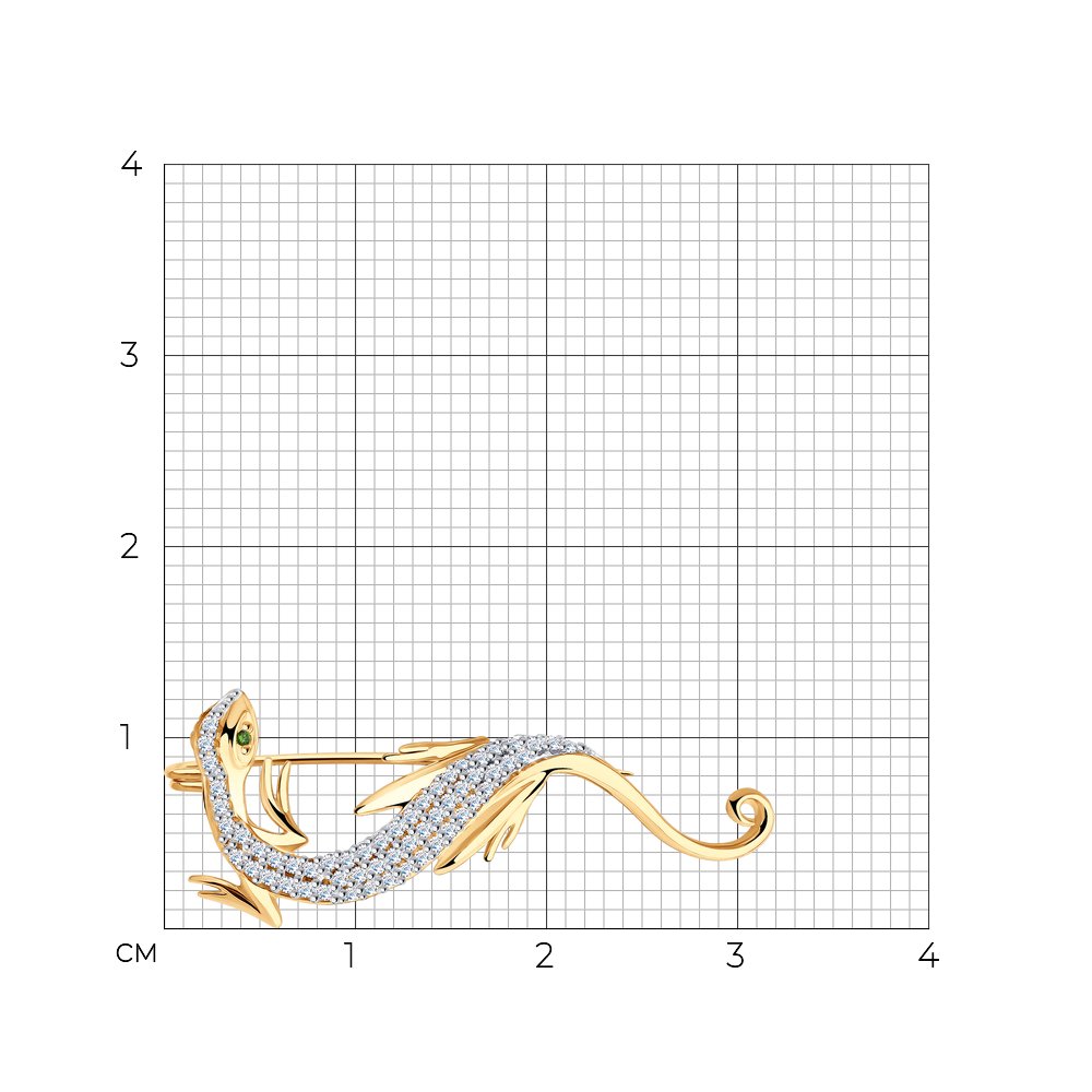 Брошь SOKOLOV из золота в виде ящерицы 040153