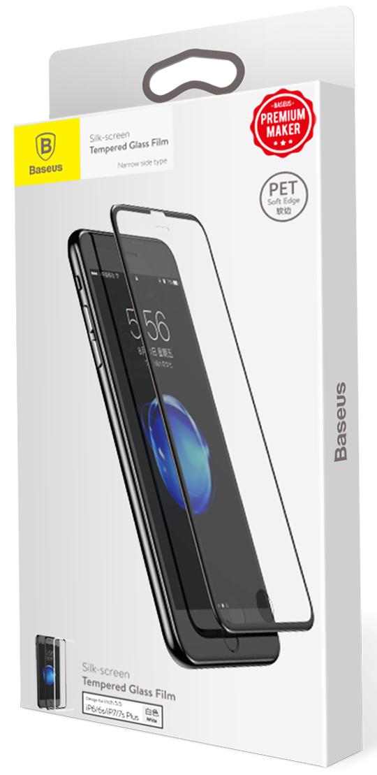 Защитное стекло Baseus PET Soft Edge Tempered Glass Film для iPhone 6/6S/7/8 Plus (Black)