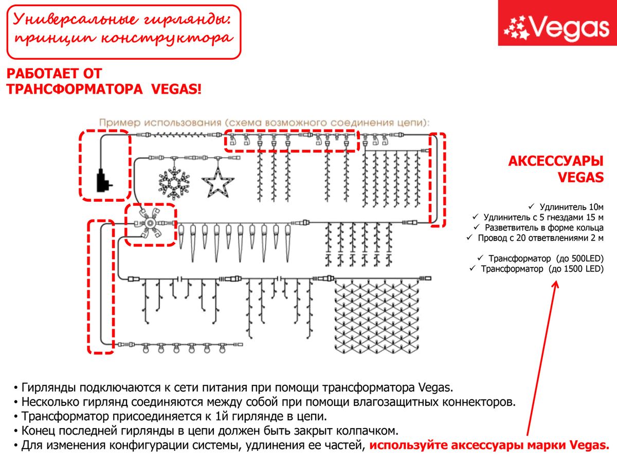 Гирлянда уличная бахрома схема