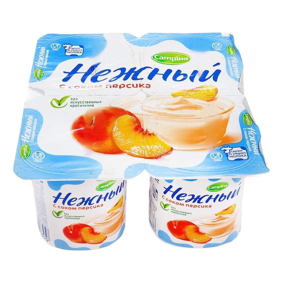 Йогуртный продукт Нежный Легкий с соком персика 0,1% 95 г