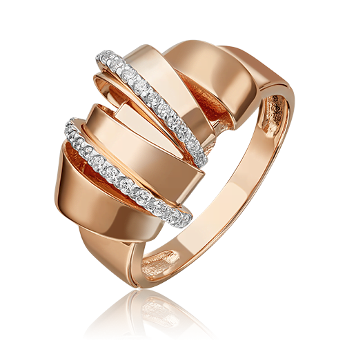 Кольцо из красного золота с фианитом р.16.5 PLATINA jewelry 01-5419-00-401-1110-48