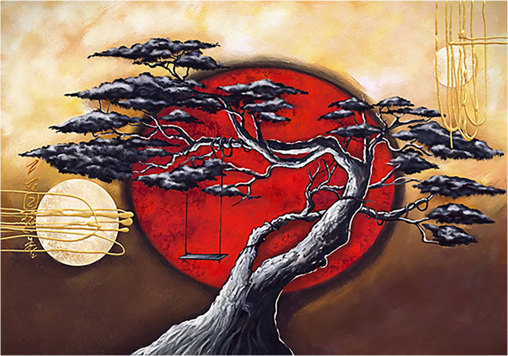 Картина на холсте с подрамником ХитАрт "Красное солнце" 40x28 см