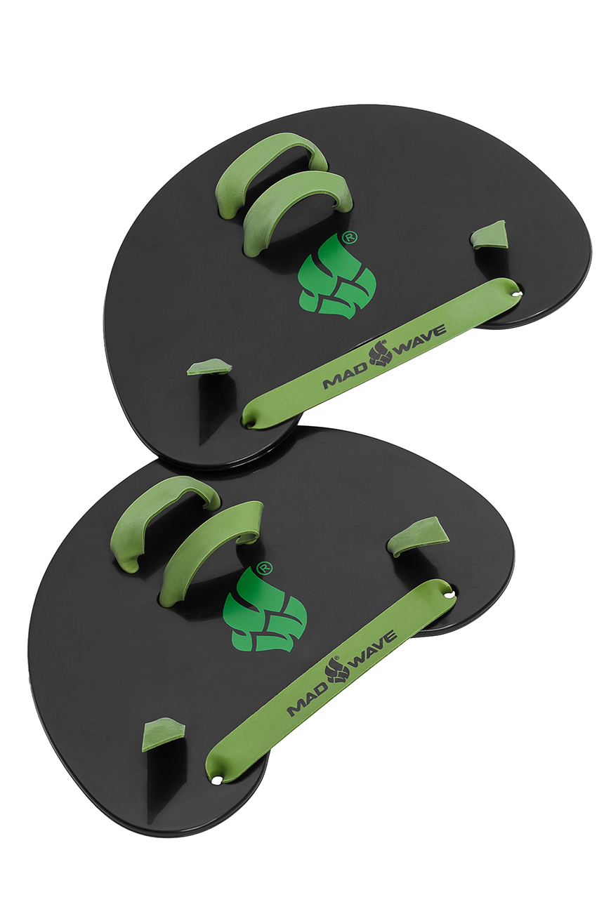 Лопатки для плавания Mad Wave Finger Paddles универсальный чёрный/зелёный