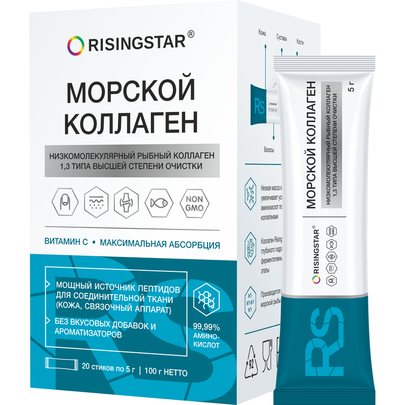 Коллаген морской RISINGSTAR витамином С 100 г стики 20 шт. по 5 г - купить в интернет-магазинах, цены на Мегамаркет | витамины c 7930096130196