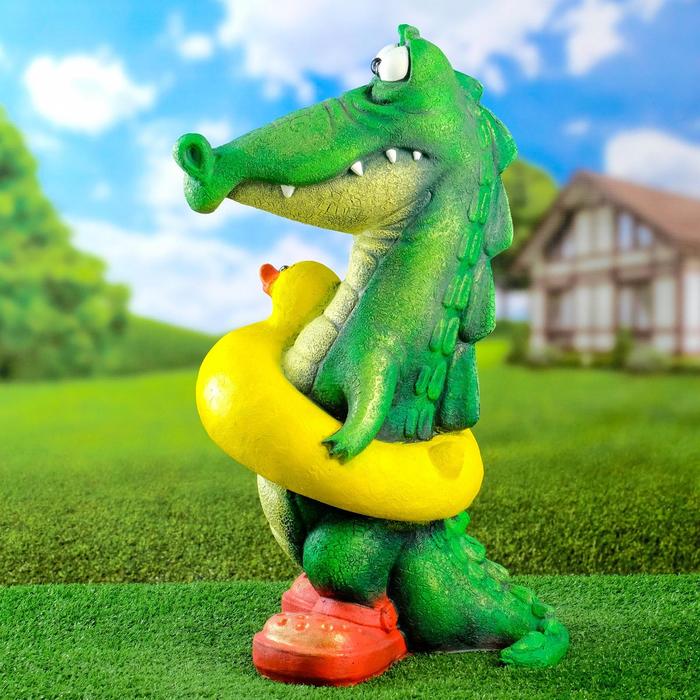 Садовая фигура Крокодил Тосик полистоун 30 х 37 х 54 см