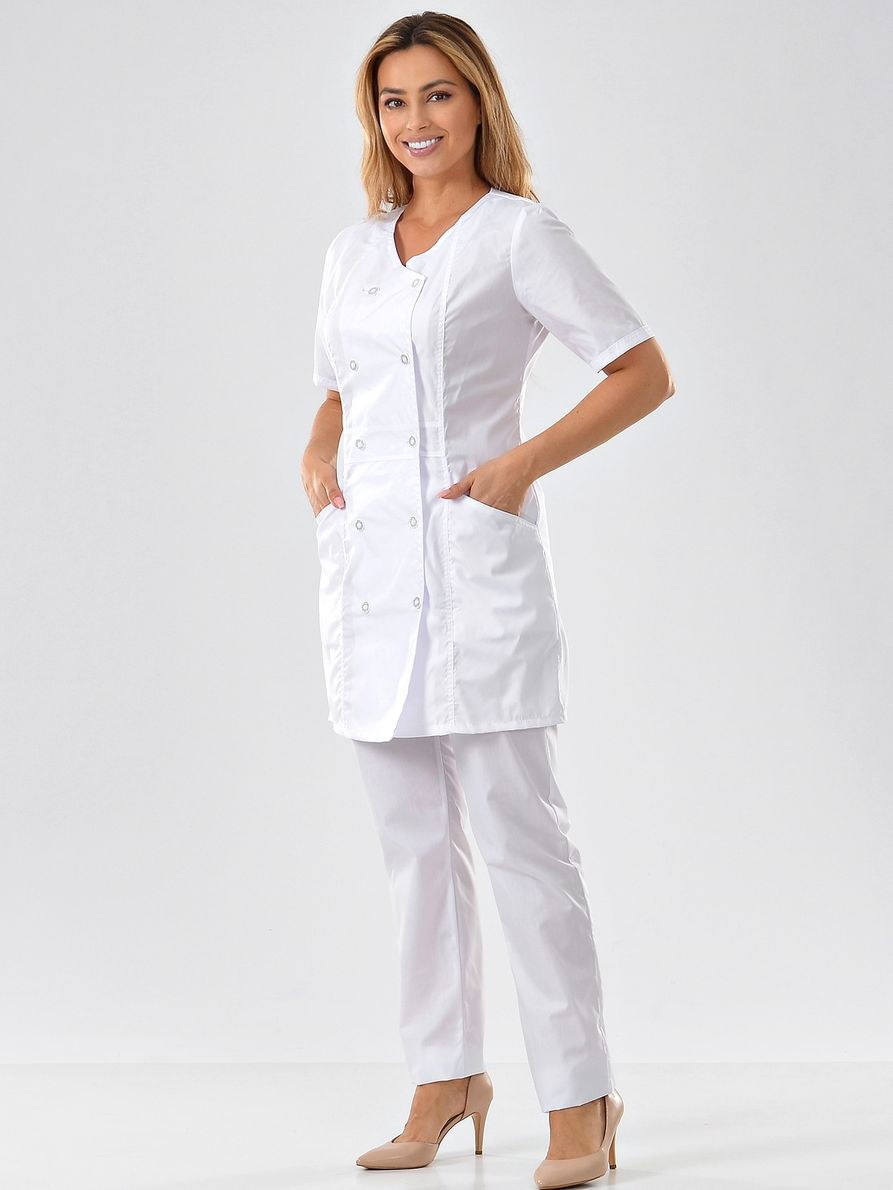 Халат медицинский женский MedicalWear Домино 021 белый 44 RU