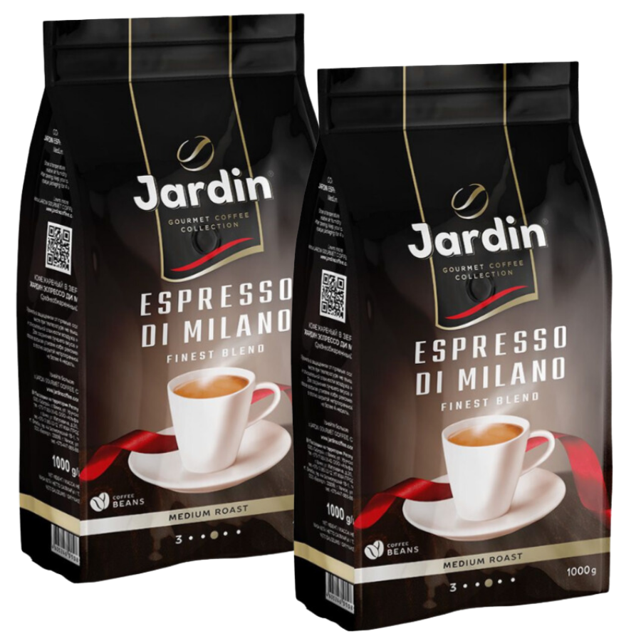 Кофе зерновой Jardin Espresso Stile Di Milano, 2 шт по 1 кг - купить в tea2day, цена на Мегамаркет