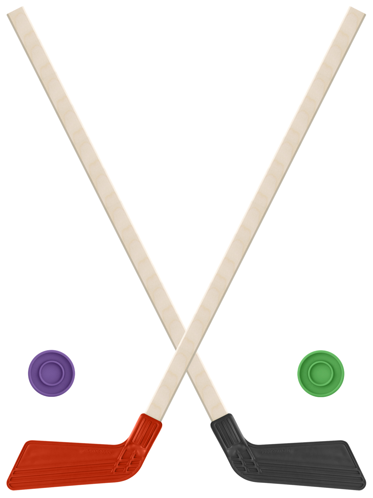 Детский хоккейный набор Задира-плюс, кюшки хоккейные 80 см (красная и черная) +2 шайбы