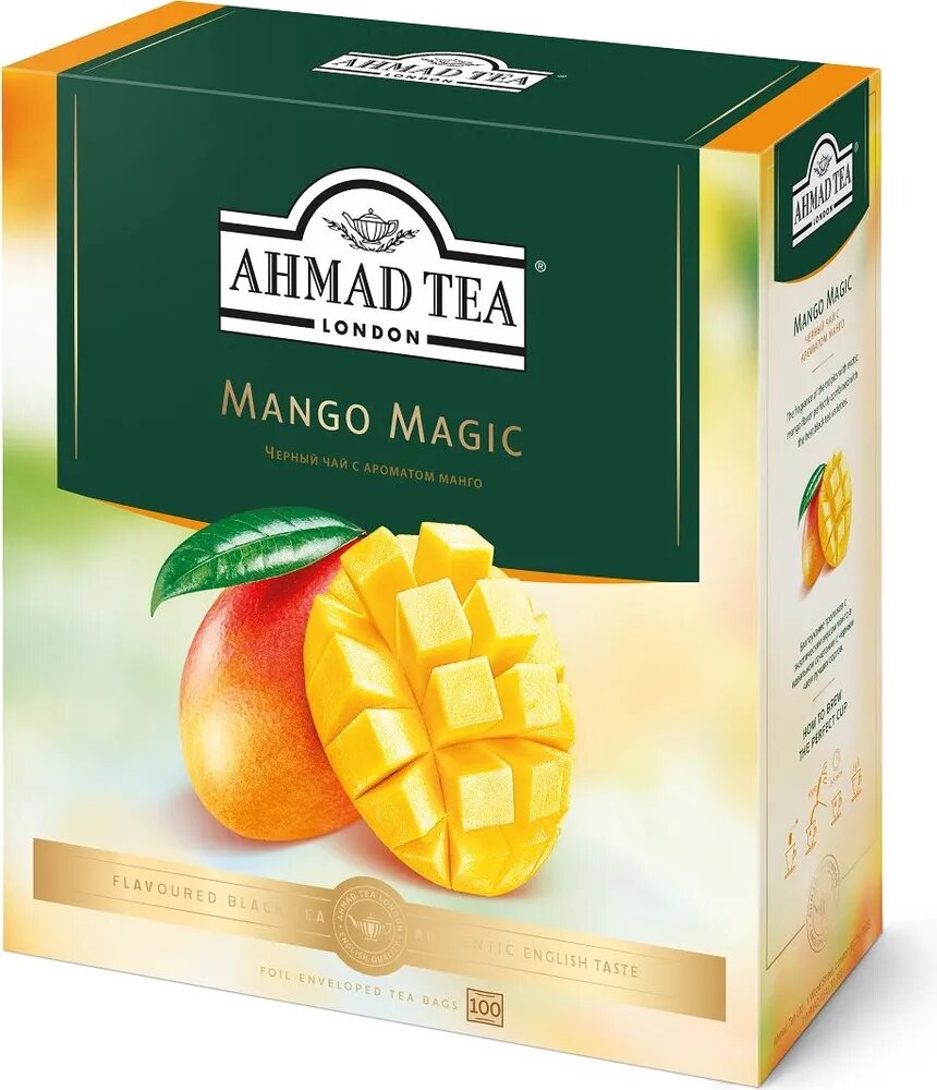 Характеристики - <b>чай</b> черный Ahmad <b>Mango</b> Magic, с ароматом <b>манго</b>, 2 упаковки...