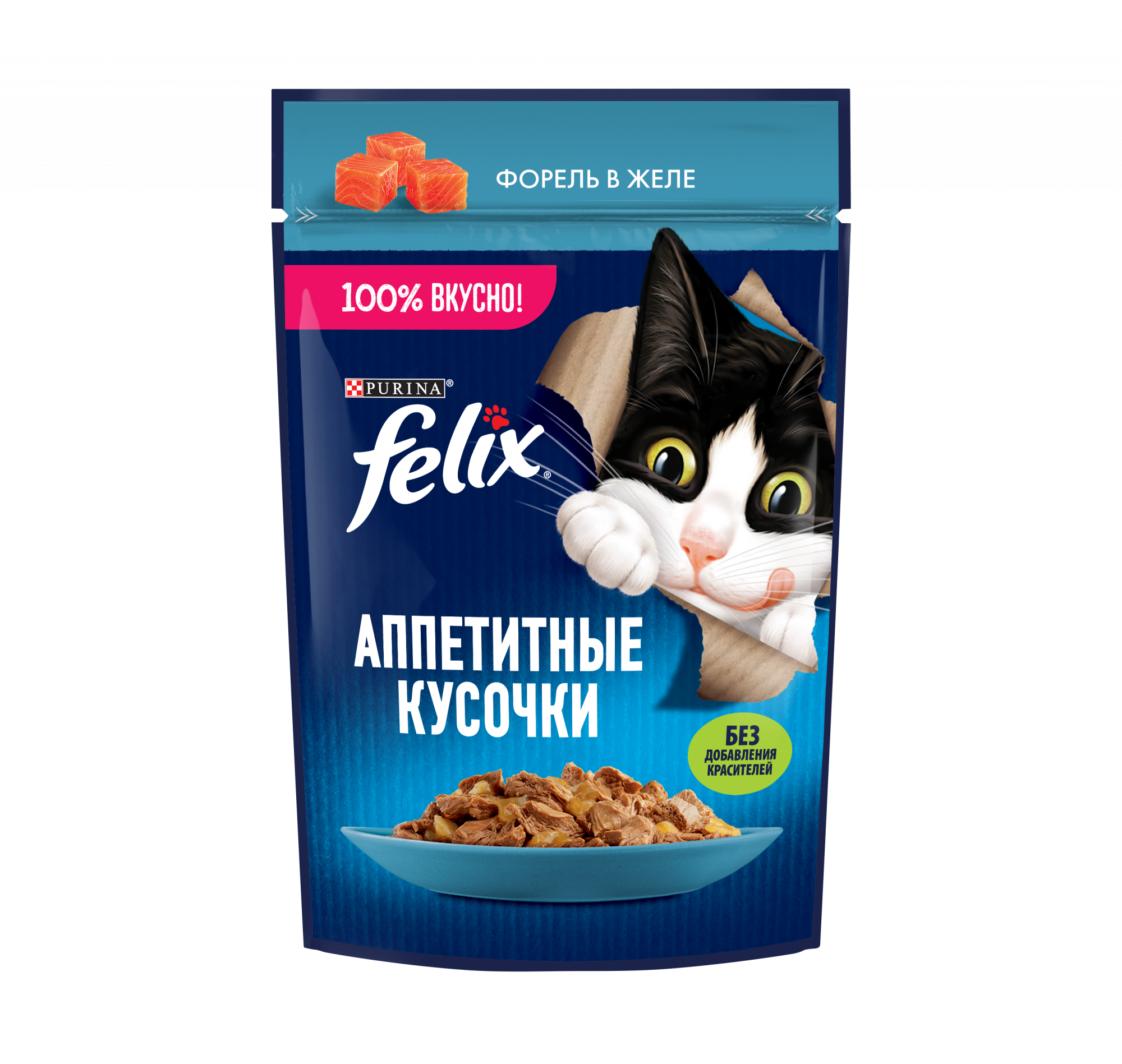 Купить влажный корм для кошек Felix Аппетитные кусочки форель, 26 шт по 75 г, цены на Мегамаркет | Артикул: 100051690545