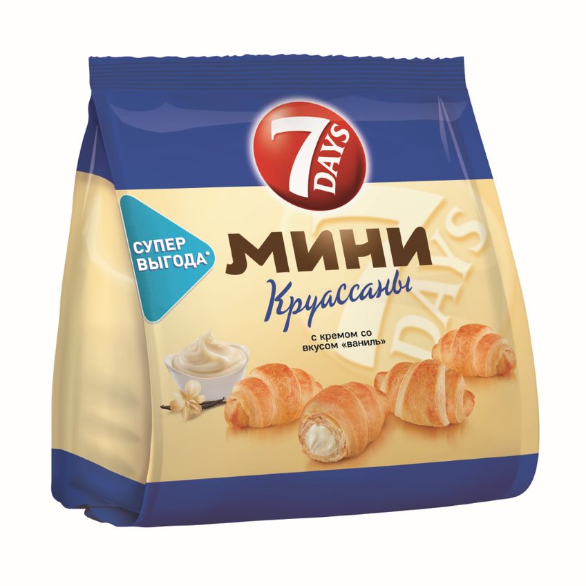 Купить круассаны-мини 7 Days с кремом ваниль, 300 г, цены в Москве на Мегамаркет | Артикул: 100023631404 - Шок-цены в СберМегаМаркете