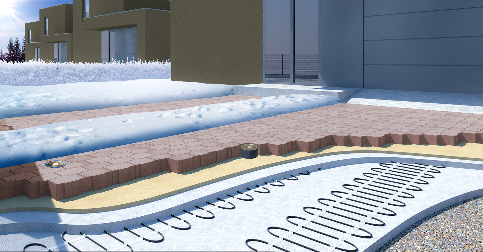 Обогрев технологии. Системы снеготаяния Uponor тротуары. Система снеготаяния дорожек. Система снеготаяния водяная. Датчик снеготаяния ETOG-55.