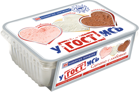Мороженое пломбир Башкирское мороженое Угостись клубника-ваниль-шоколад 450 г бзмж