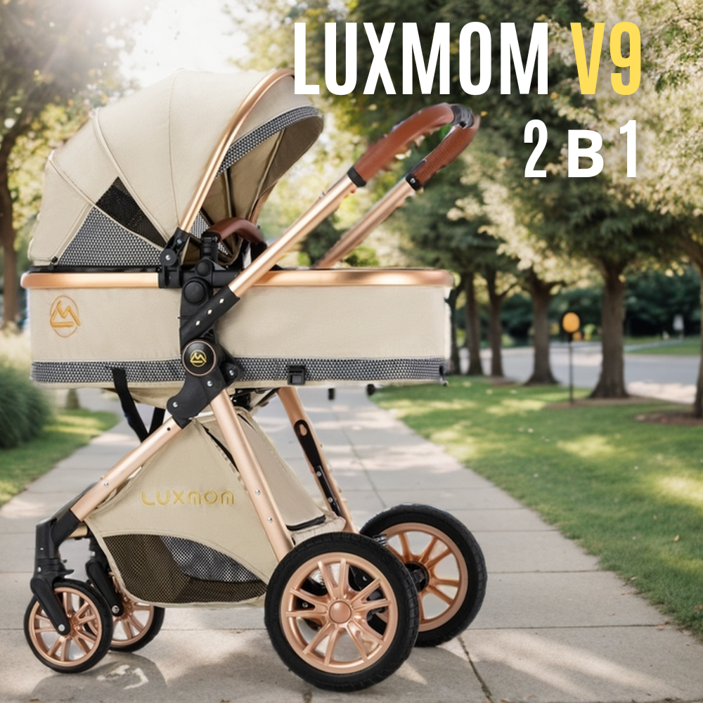 Купить коляска для новорожденных 2 в 1 Luxmom V9 цвет бежевый, цены на Мегамаркет | Артикул: 600017511418