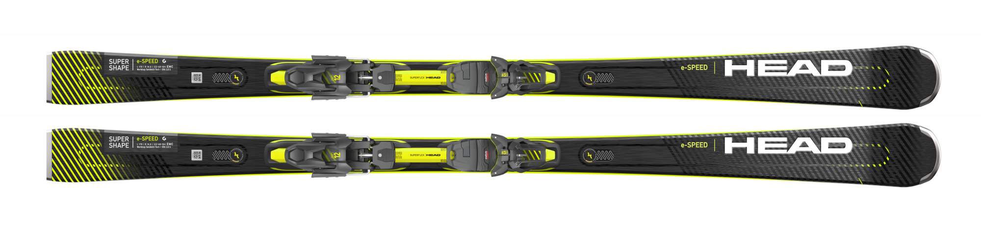 Горные лыжи Head Supershape e-Speed SF-PR + PRD 12 GW 2022 black/yellow, 163 см