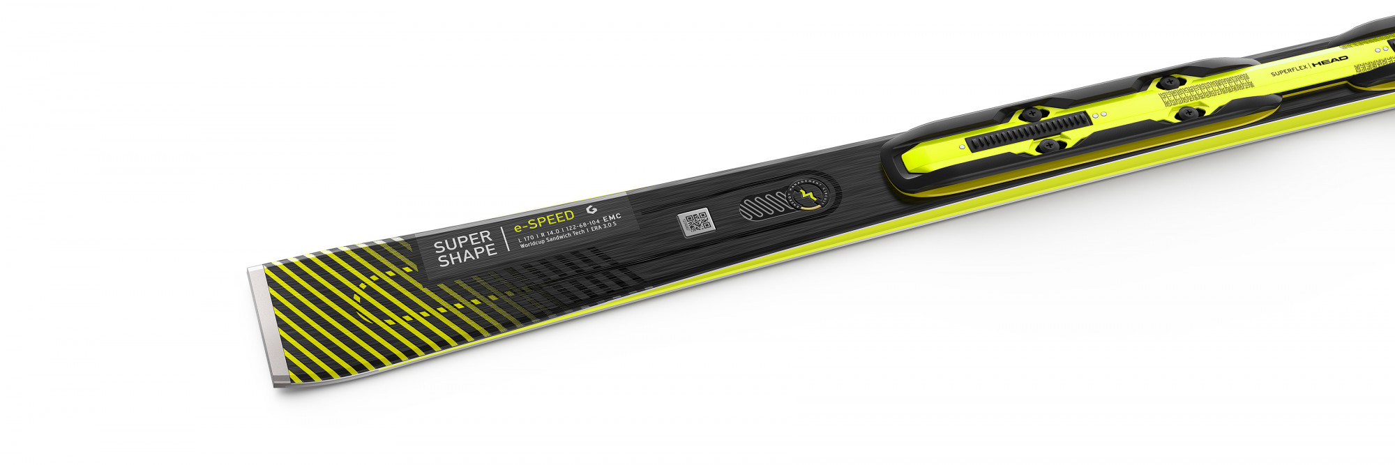Горные лыжи Head Supershape e-Speed SF-PR + PRD 12 GW 2022 black/yellow, 163 см