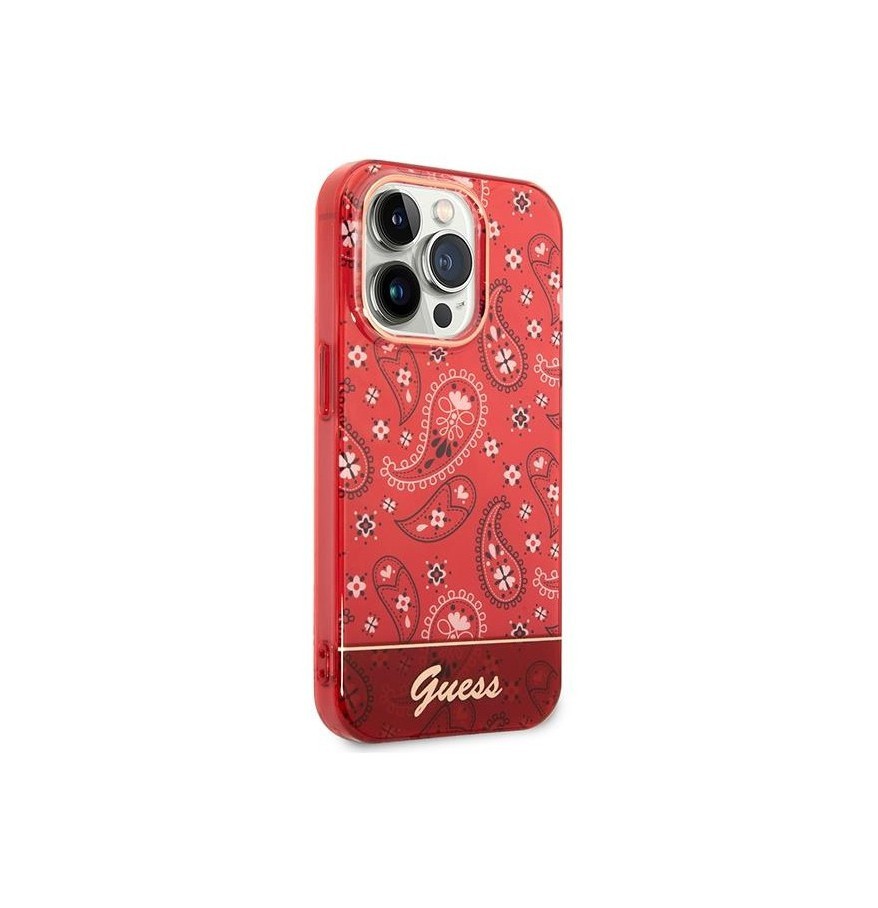 Чехол Guess PC/TPU Paisley Electoplated camera Hard для iPhone 14 Pro Max,  Красный, купить в Москве, цены в интернет-магазинах на Мегамаркет