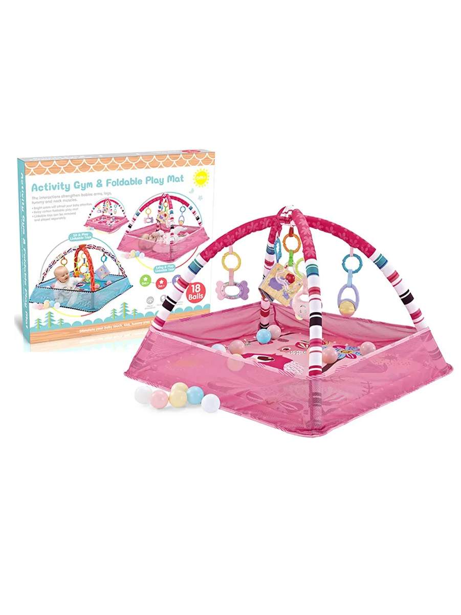 Детский развивающий коврик, розовый, квадратный 80х80 D00385
