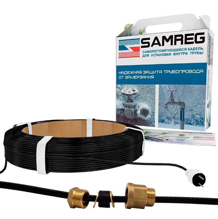 Кабель греющий SAMREG 17Вт/пог.м ( 6метров, комплект с устройством ввода кабеля в трубу) - купить в ТЕРМОКУБ DBS, цена на Мегамаркет