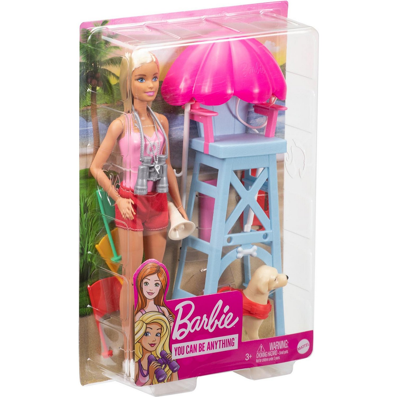 Купить куклы Barbie Спасатель на пляже, с вышкой, собакой и аксессуарами,  цены на Мегамаркет