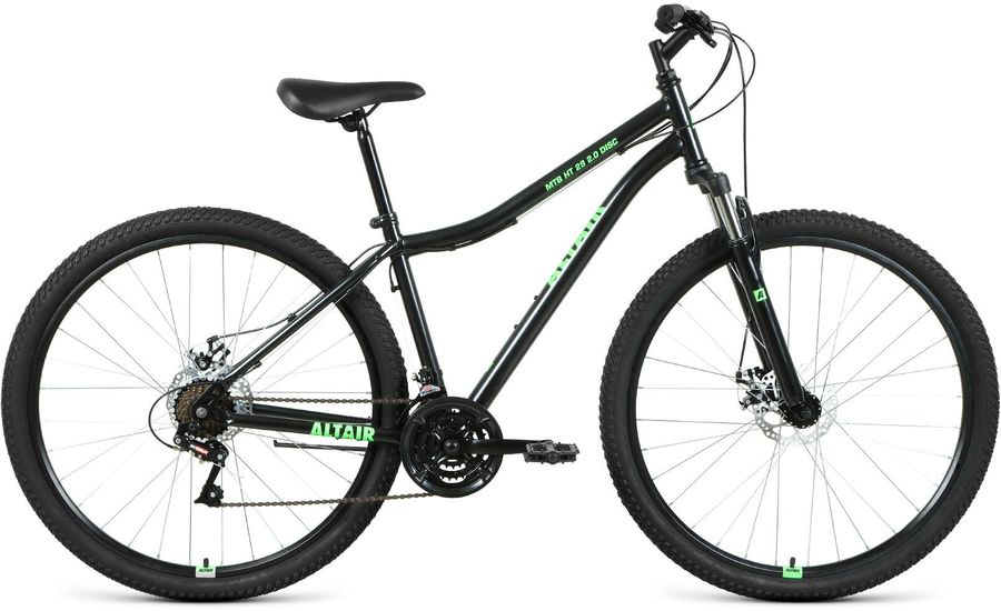 Велосипед Altair MTB HT 29 2.0 Disc 2021 19" черный/ярко-зеленый