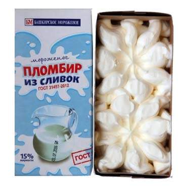 Мороженое пломбир Башкирское мороженое из сливок 15% 230 г бзмж