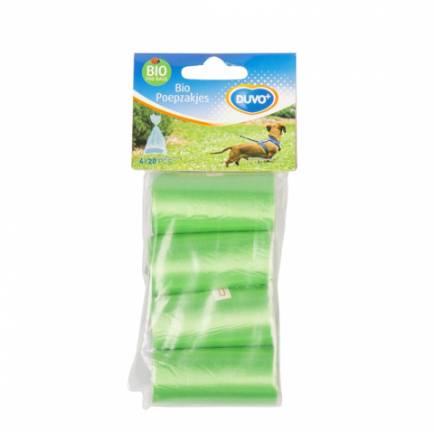 Пакеты для уборки за собакой Duvo+ Био, зеленые, 4 x 20 шт
