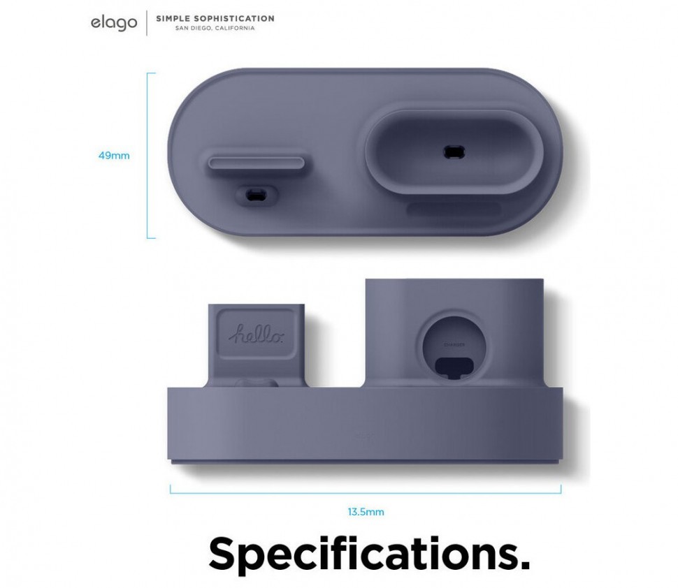 Док-станция Elago Charging hub 3 в 1 для AirPods Pro/iPhone/Apple Watch, цвет Лавандовый