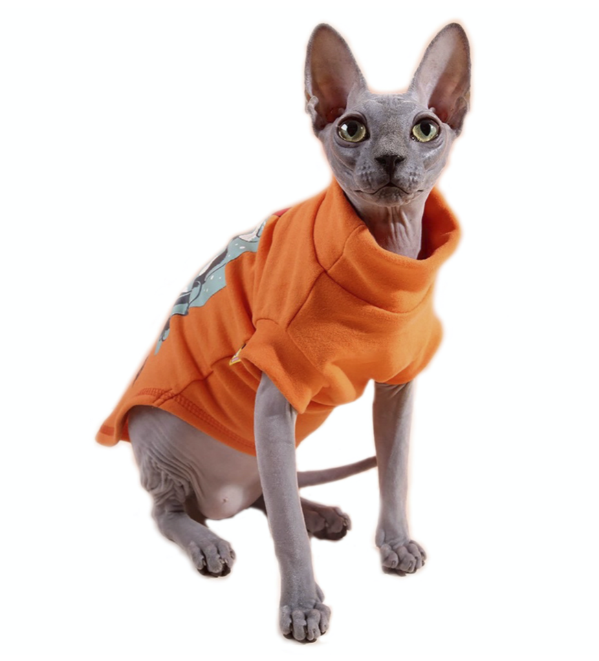 Водолазка для кошек NICOVAER Сфинкс, оранжевый, длина спины 27 см