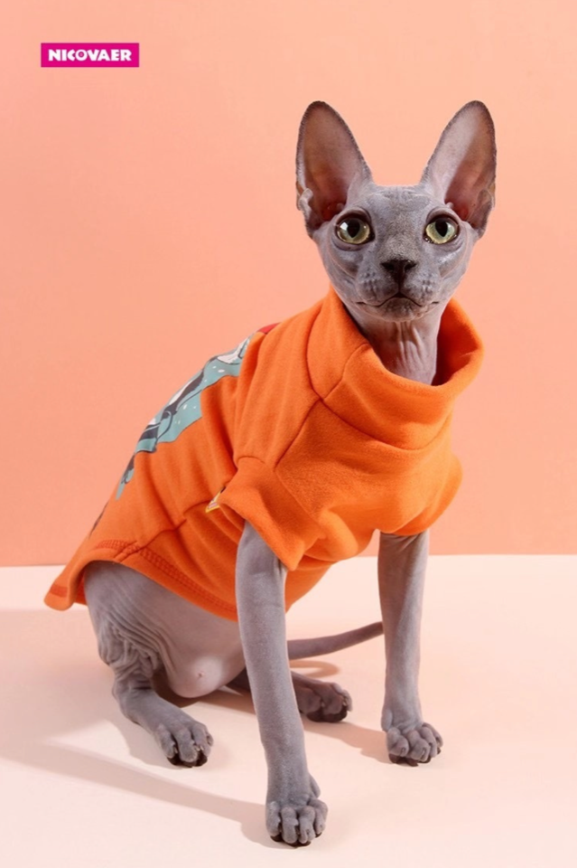 Водолазка для кошек NICOVAER Сфинкс, оранжевый, длина спины 30 см