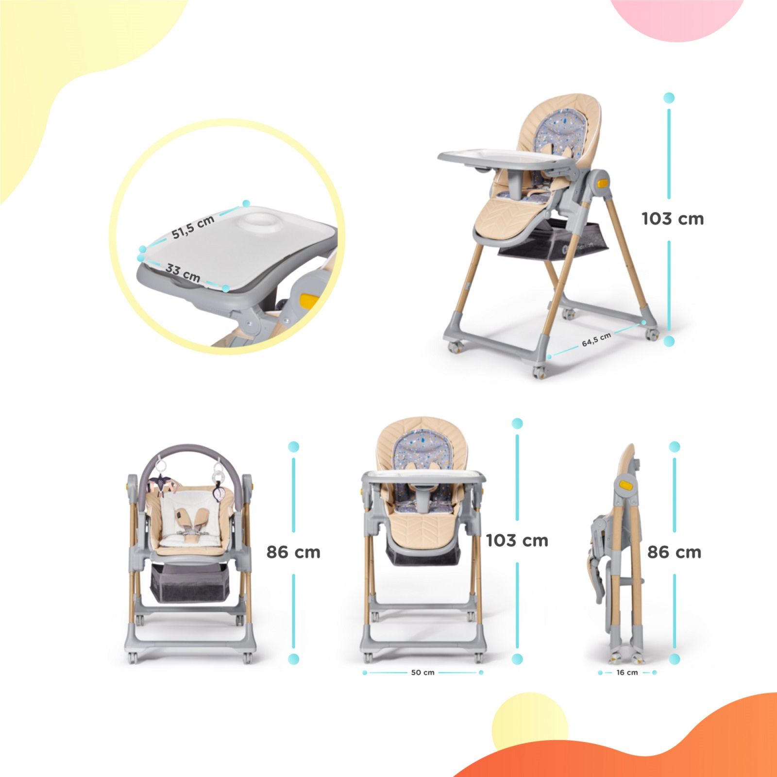 Стульчик для кормления Kinderkraft Lastree 2 в 1 Wood