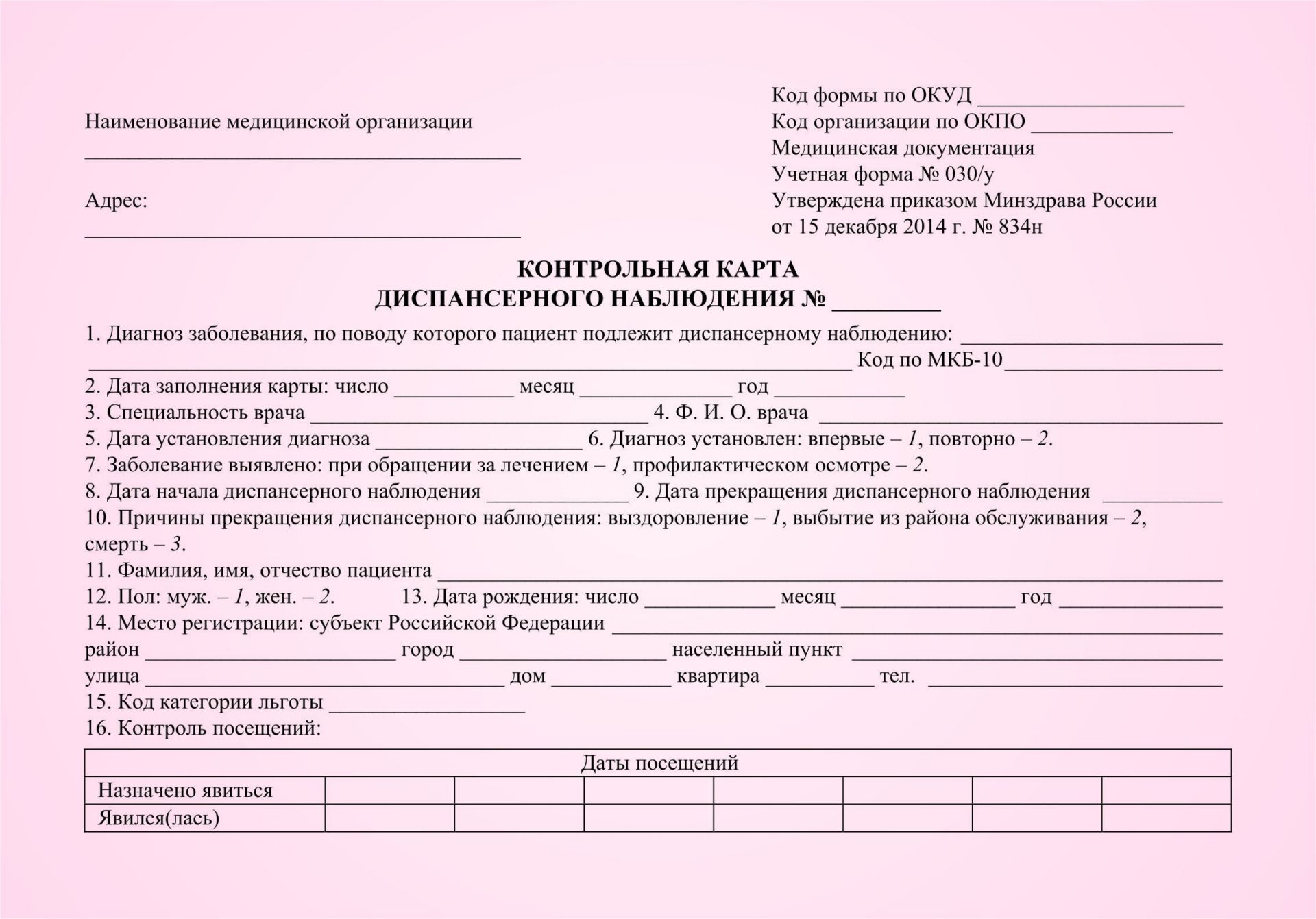 Амбулаторная карта пациента поликлиники заполненная гипертоническая болезнь