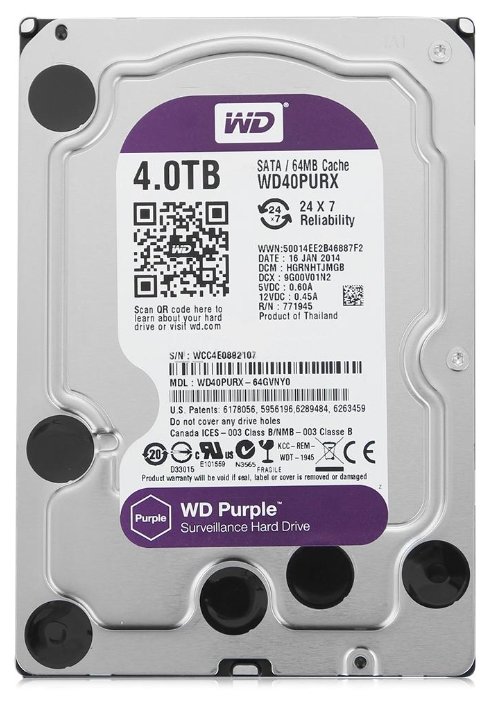 Жесткий диск WD Purple 4ТБ WD40PURX - купить в Москве, цены на Мегамаркет | 600001903247