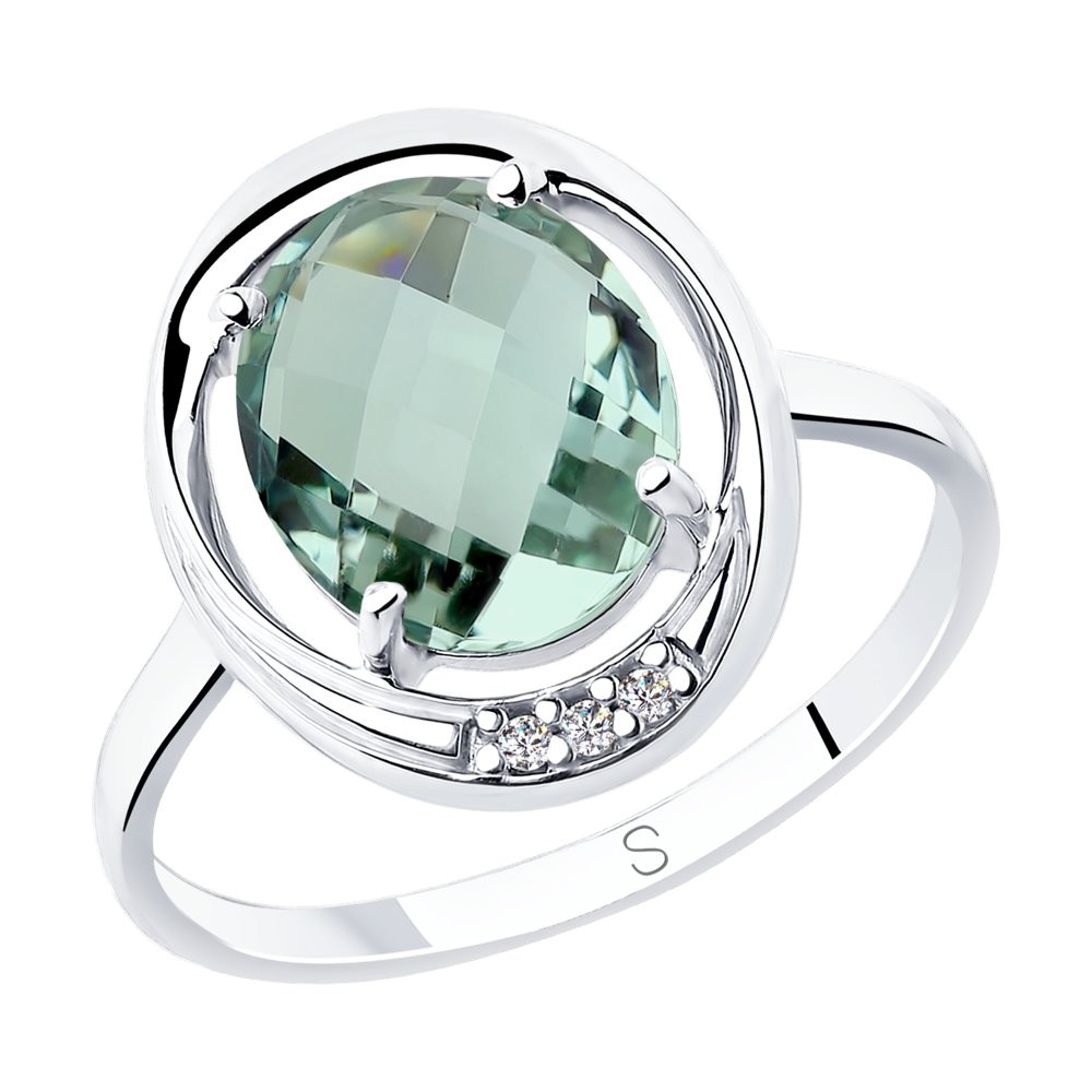Кольцо женское SOKOLOV из серебра с кварцем и фианитами 92011799 р.17