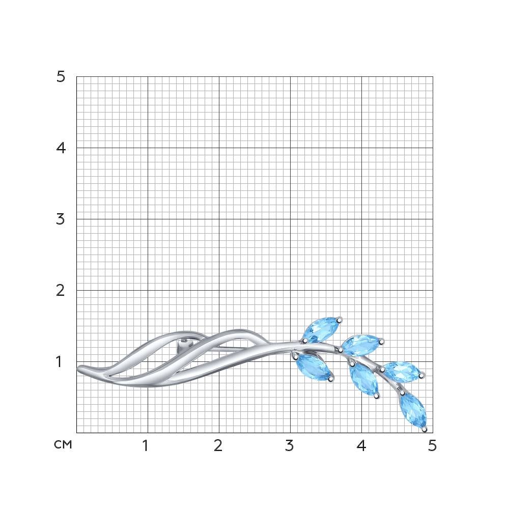 Брошь SOKOLOV из серебра с голубыми топазами 92040044